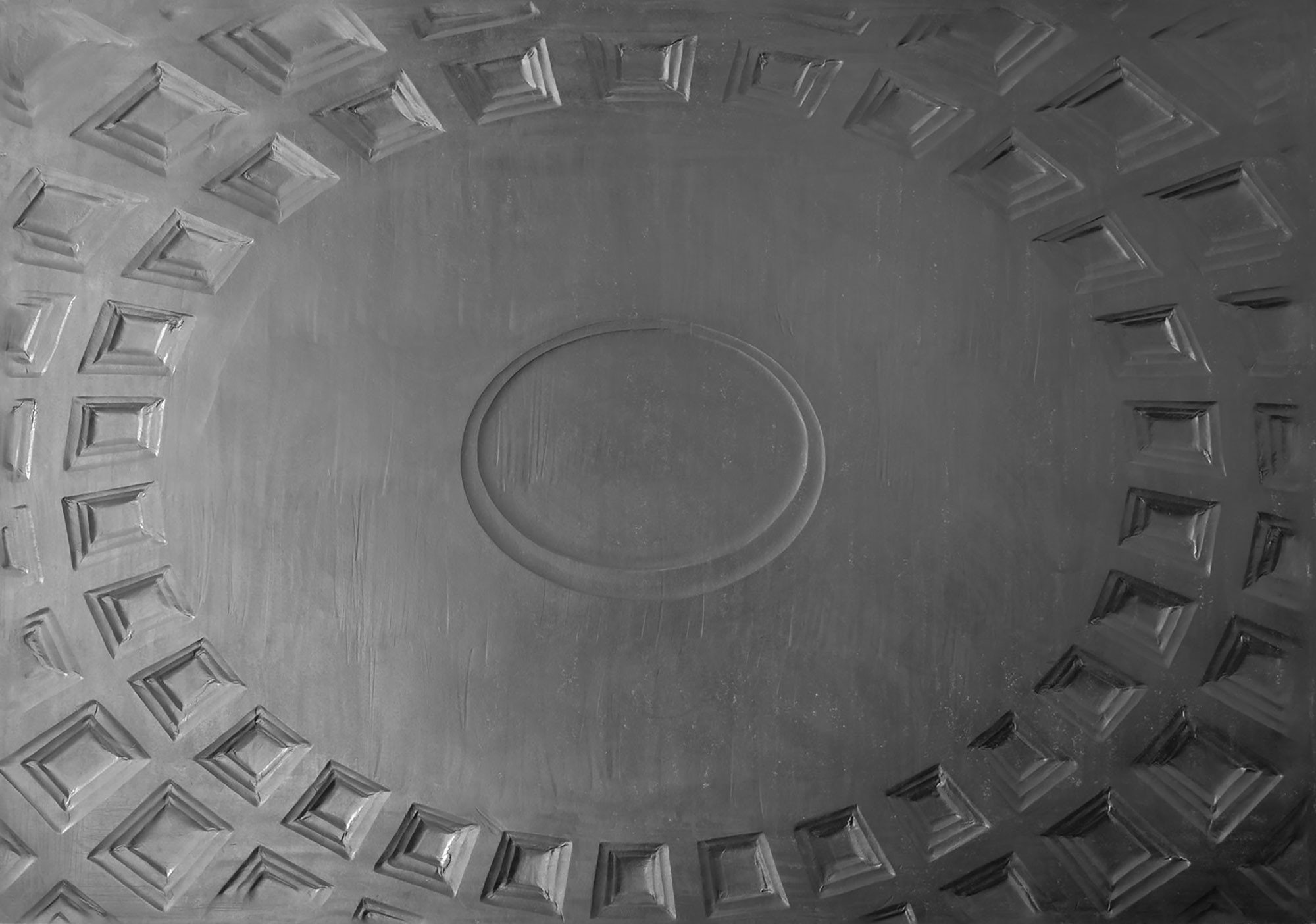 mattia listowski art sculpture peinture dessin perspective graphite sur papier graphite 0003 vue interne de la couple du panthéon rome oeuvre unique signée paris bruxelles 2024