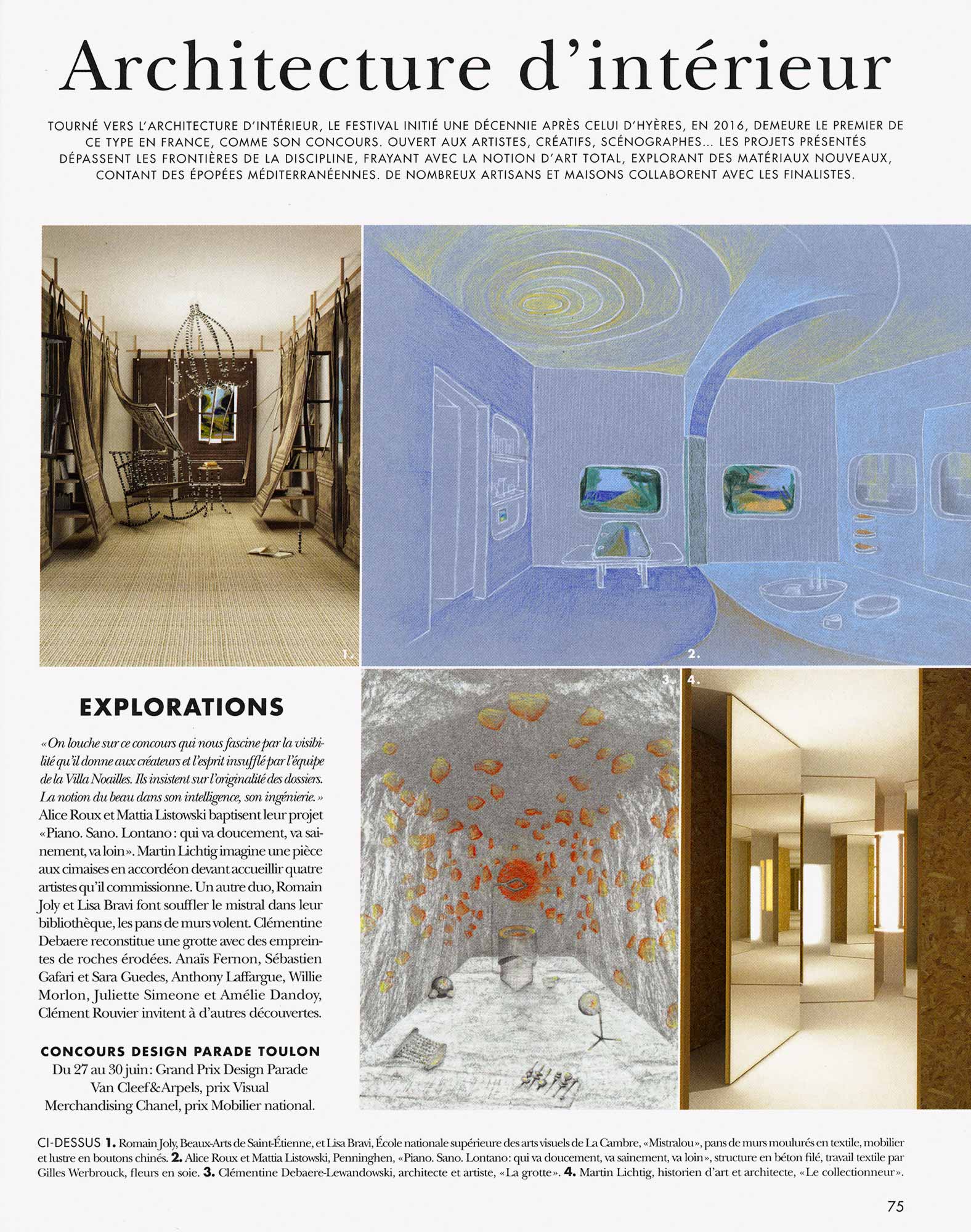 mattia listowski presse art design décoration sculpture dessin photographie cote sud electron libre architecture interieur interview couple artiste alice roux paris bruxelles hyeres villa noailles design parade piano sano lontano juin juillet 2024