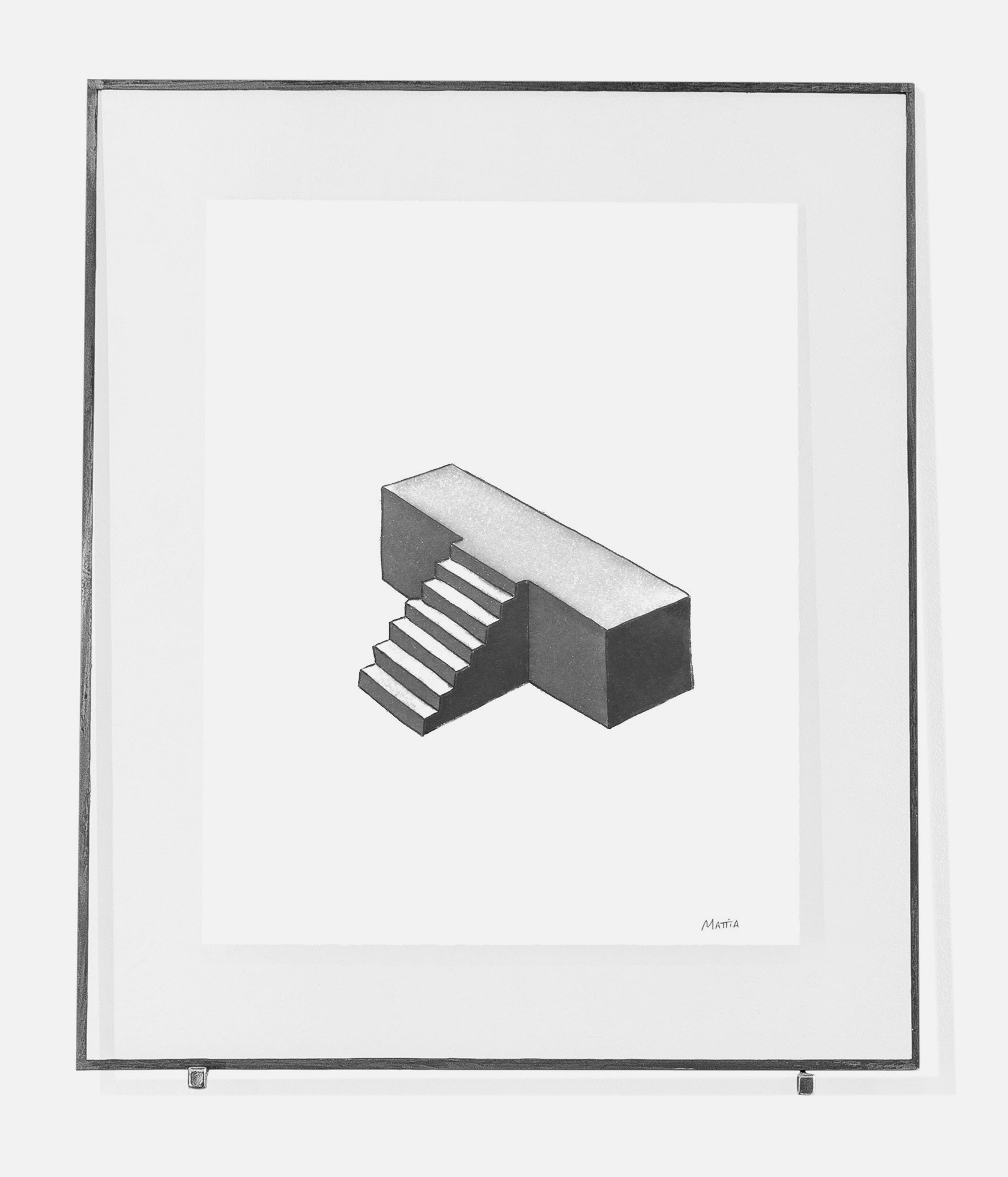 mattia listowski art décoration architecture design dessin réversible encre feutre à alcool bic noir et blanc objet 0021 estrade série escalier oeuvre édition limitée signée paris bruxelles 2021