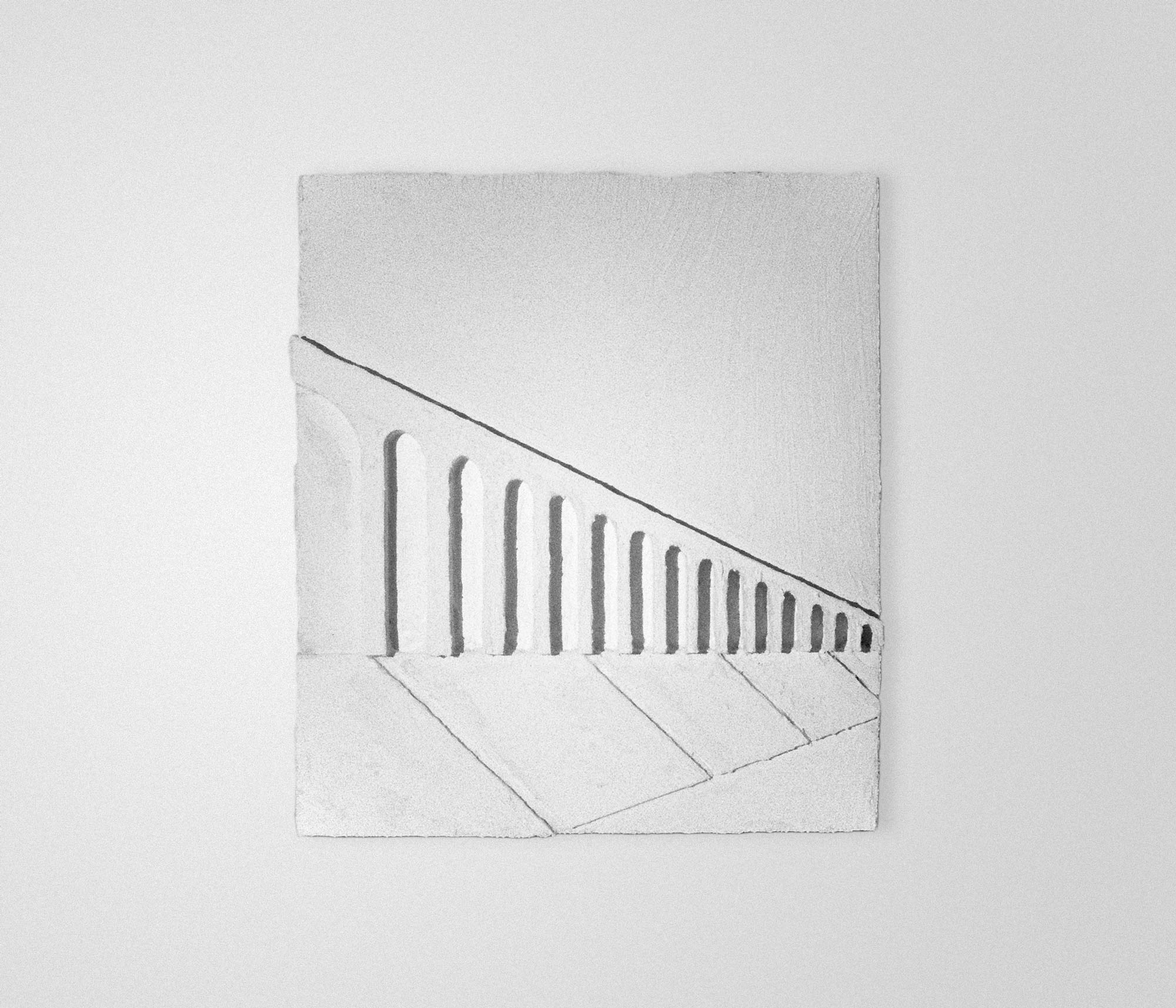 mattia listowski art sculpture peinture dessin perspective technique mixte plâtre relief 17 oeuvre unique signée paris bruxelles 2024