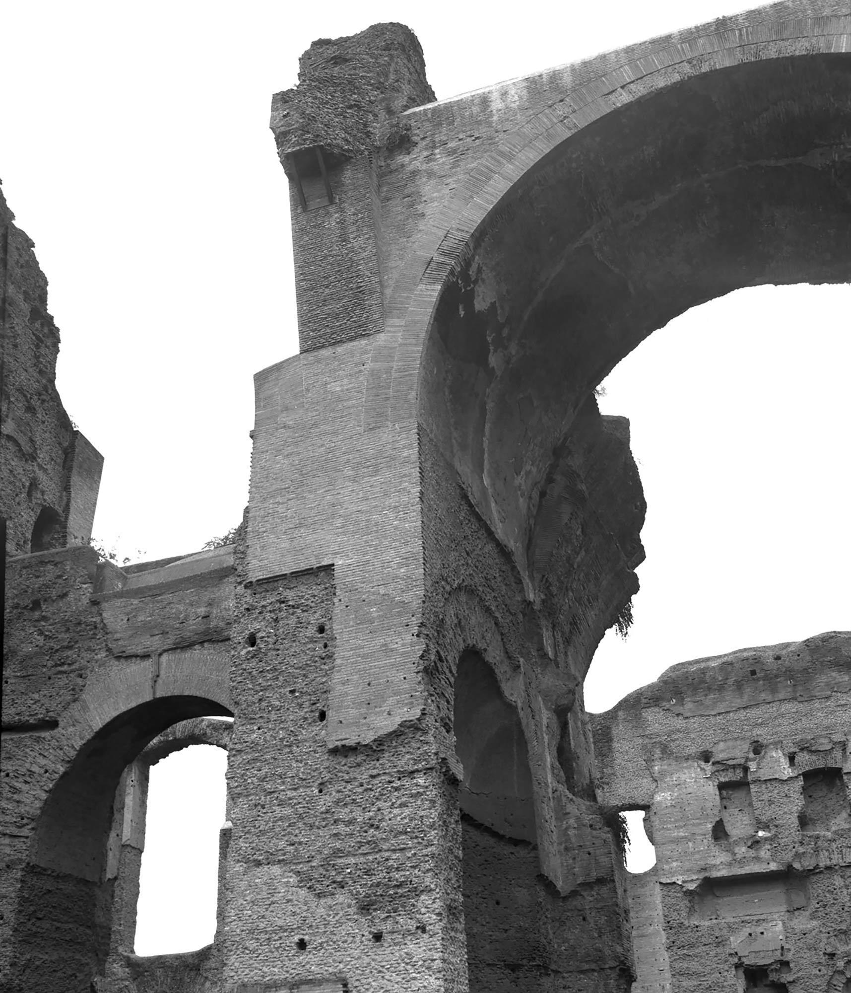 mattia listowski art décoration romantisme photographie noir et blanc chambre moyen format tirage argentique évènement thermes de caracalla ruine mur brique végétation nature rome italie édition limitée numérotée signée paris bruxelles 2019