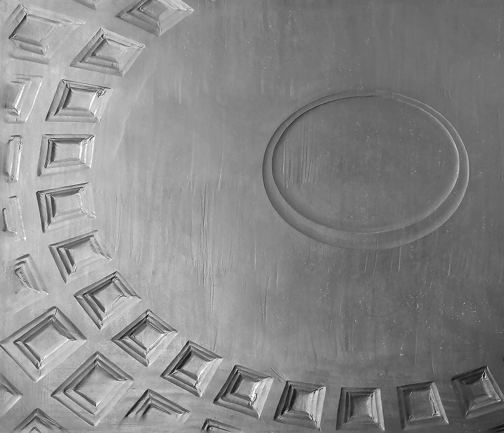 mattia listowski art sculpture peinture dessin perspective graphite sur papier graphite 0003 vue interne de la couple du panthéon rome oeuvre unique signée paris bruxelles 2024