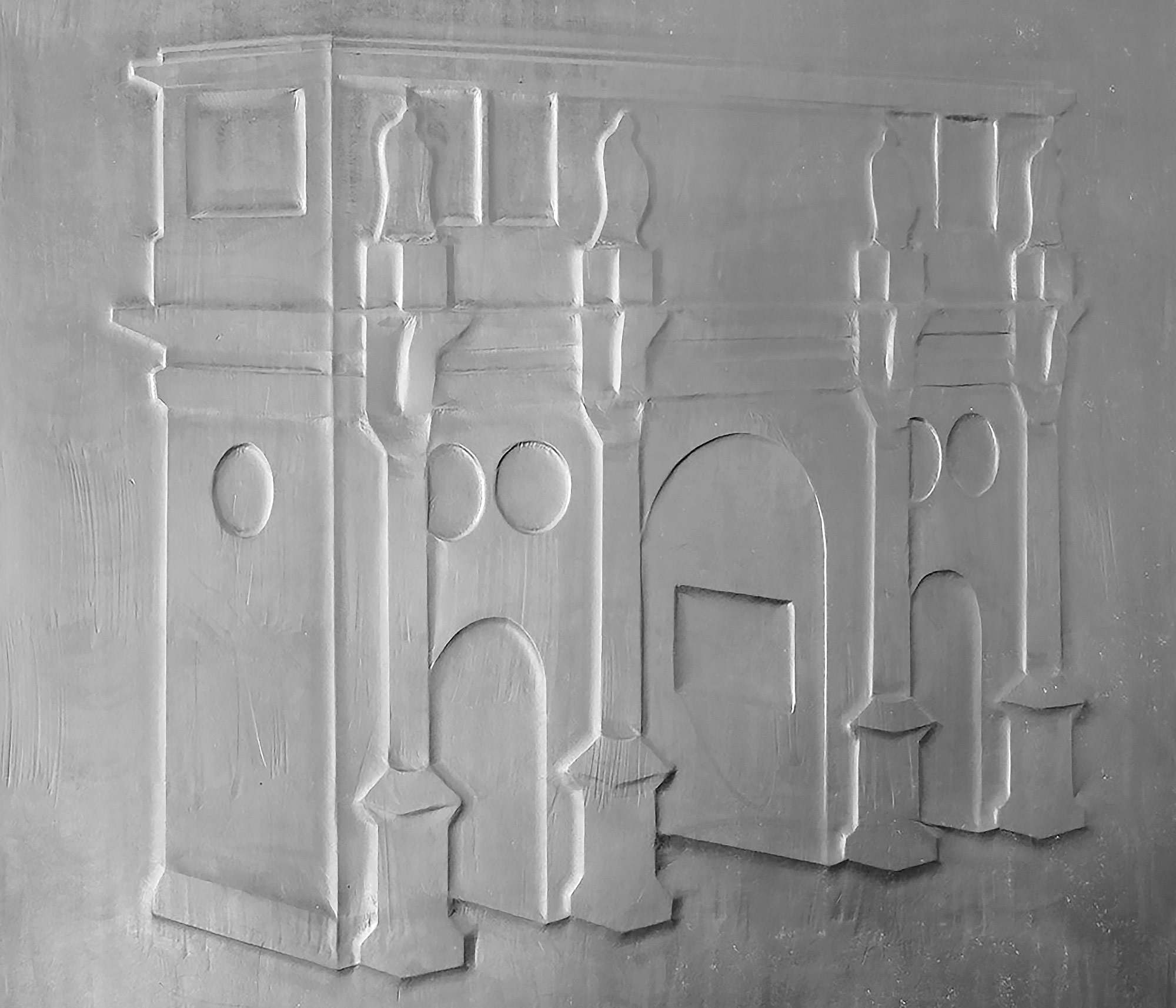 mattia listowski art sculpture peinture dessin perspective graphite sur papier graphite 0005 vue de l'arc de Constantin rome oeuvre unique signée paris bruxelles 2024