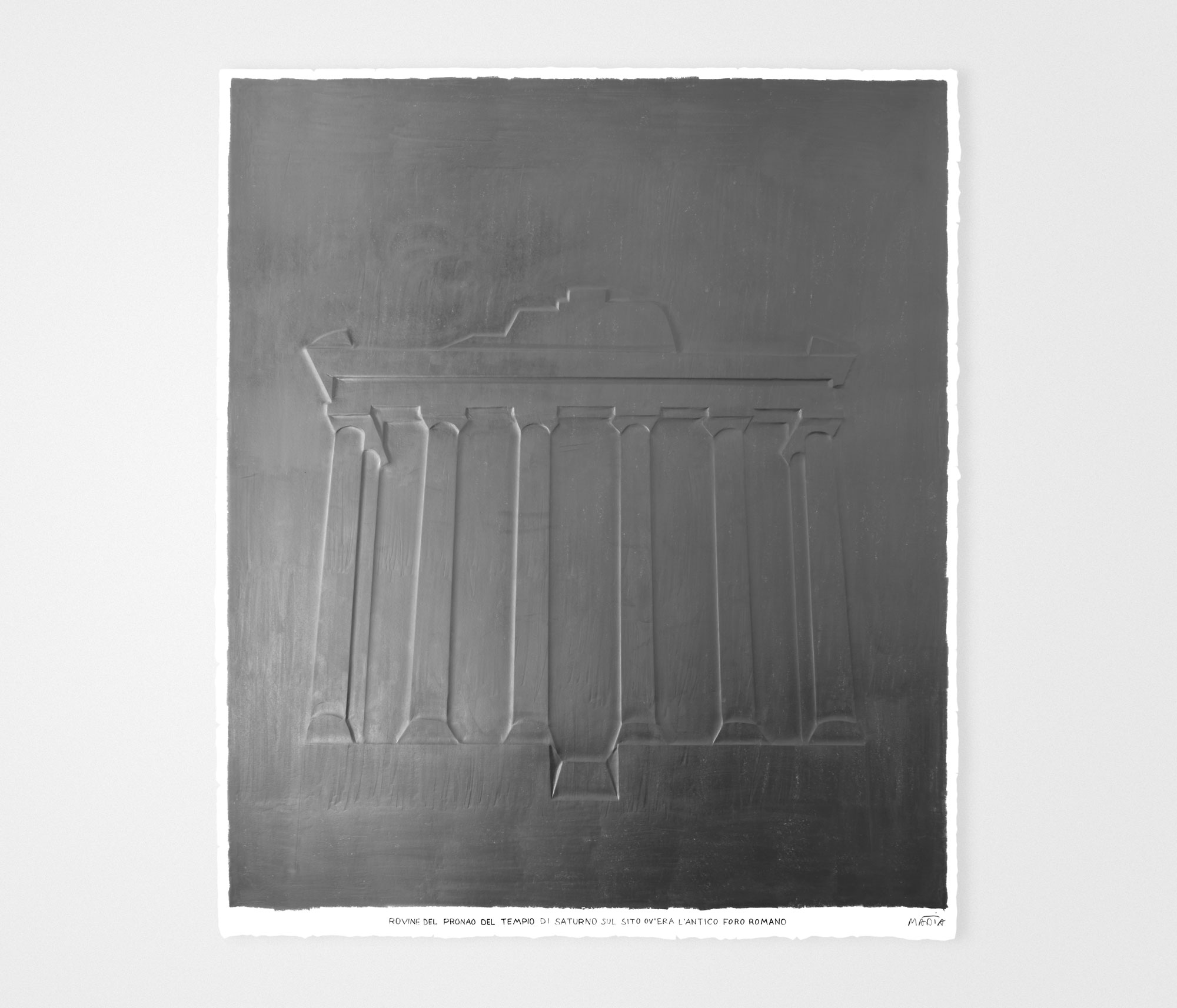 mattia listowski art sculpture peinture dessin perspective graphite sur papier graphite 0006 ruine du Pronao du temple de Saturne sur le forum romain rome oeuvre unique signée paris bruxelles 2024