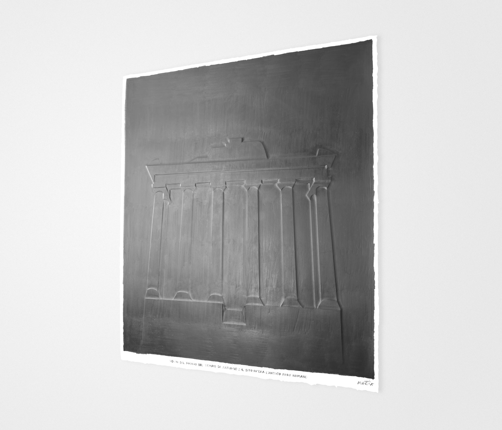 mattia listowski art sculpture peinture dessin perspective graphite sur papier graphite 0006 ruine du Pronao du temple de Saturne sur le forum romain rome oeuvre unique signée paris bruxelles 2024