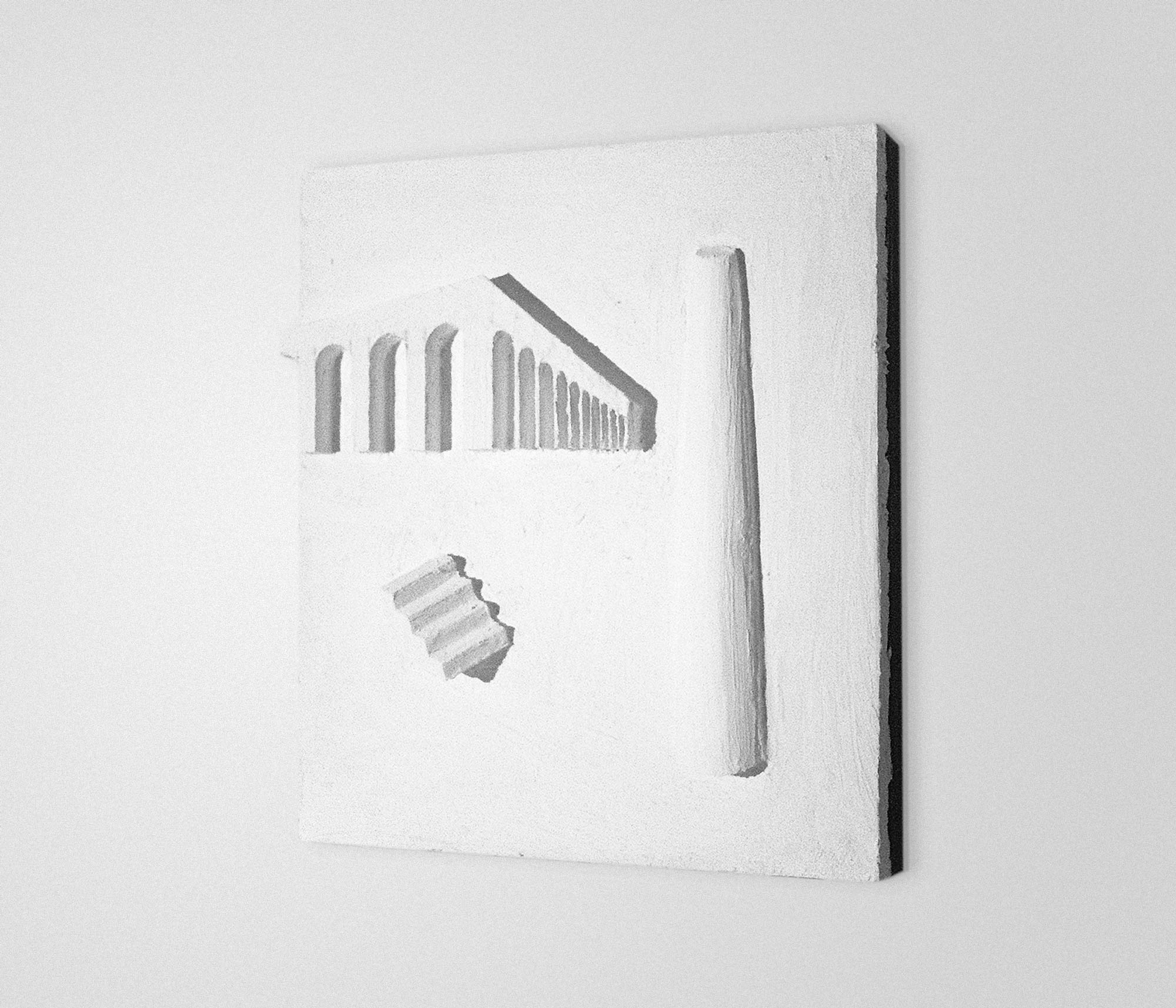 mattia listowski art sculpture peinture dessin perspective technique mixte plâtre relief 14 oeuvre unique signée paris bruxelles 2024