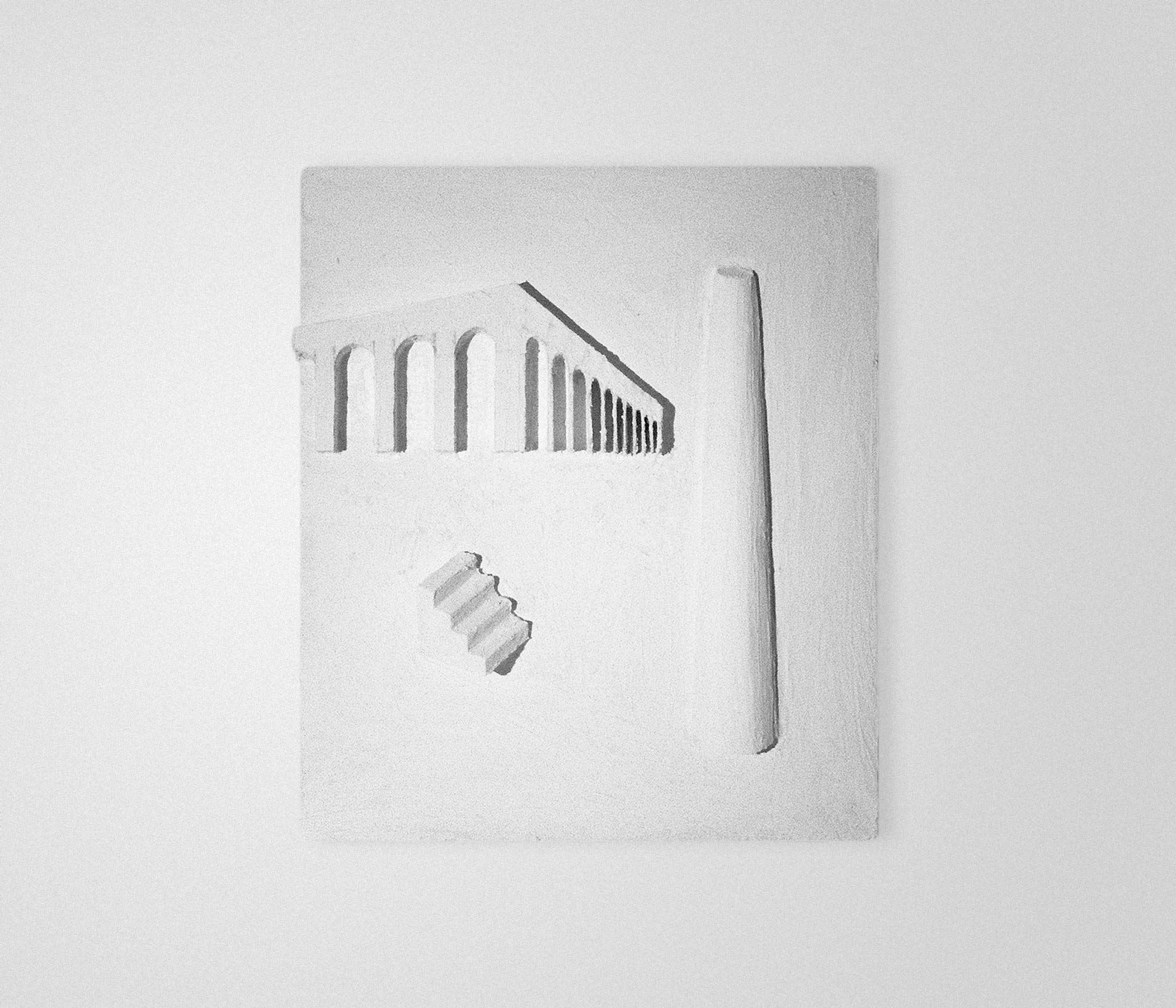 mattia listowski art sculpture peinture dessin perspective technique mixte plâtre relief 14 oeuvre unique signée paris bruxelles 2024