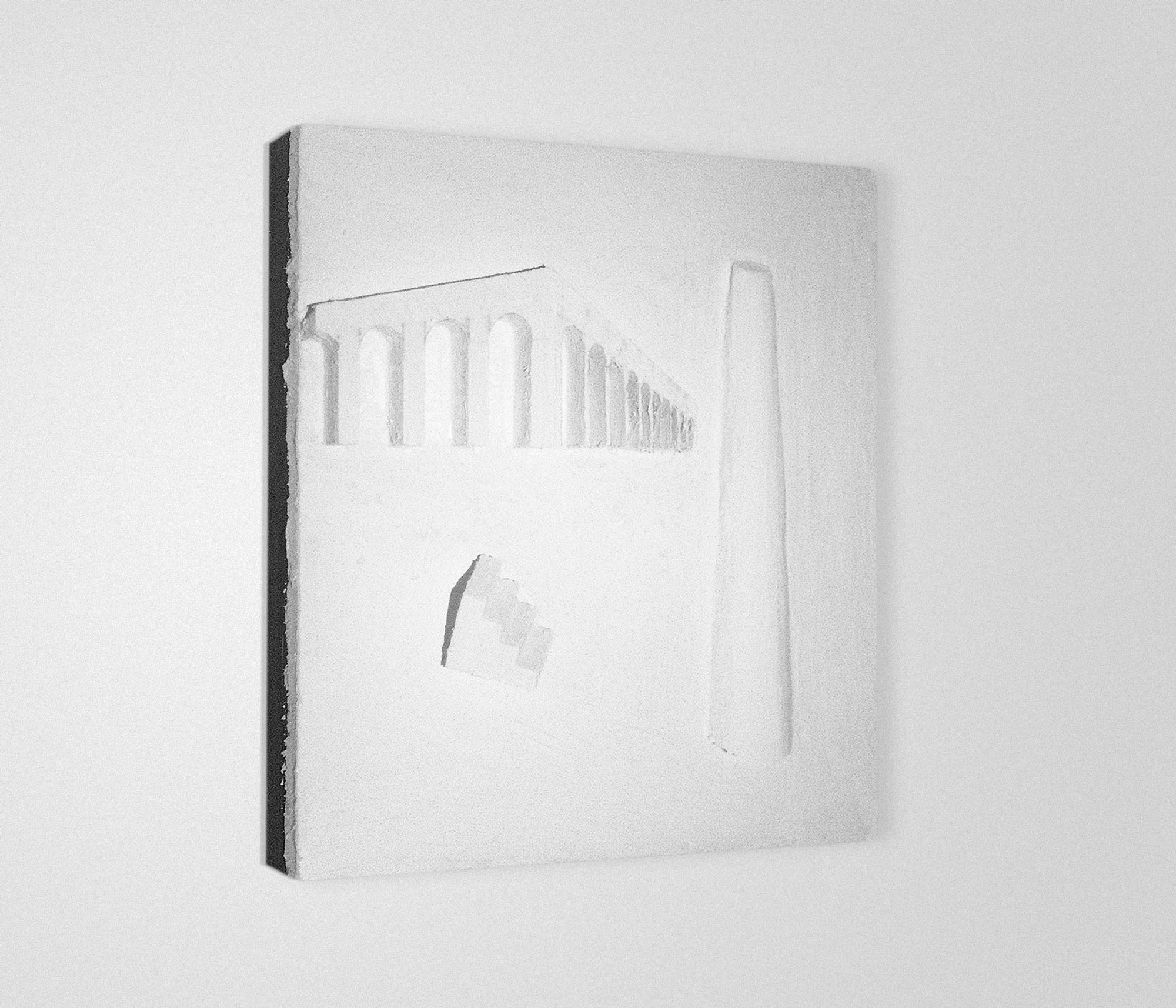 mattia listowski art sculpture peinture dessin perspective technique mixte plâtre relief 14 oeuvre unique signée paris bruxelles 2024