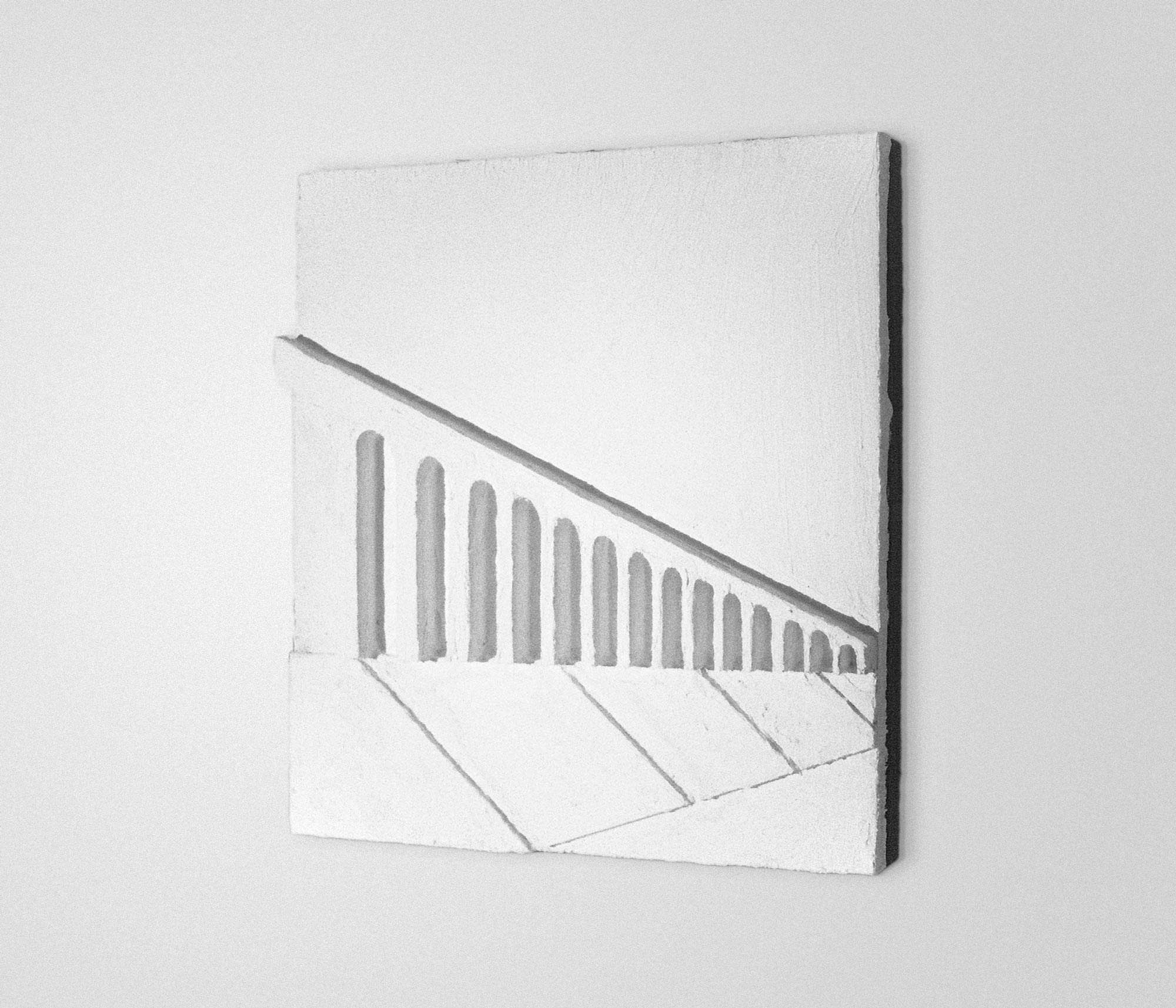 mattia listowski art sculpture peinture dessin perspective technique mixte plâtre relief 17 oeuvre unique signée paris bruxelles 2024