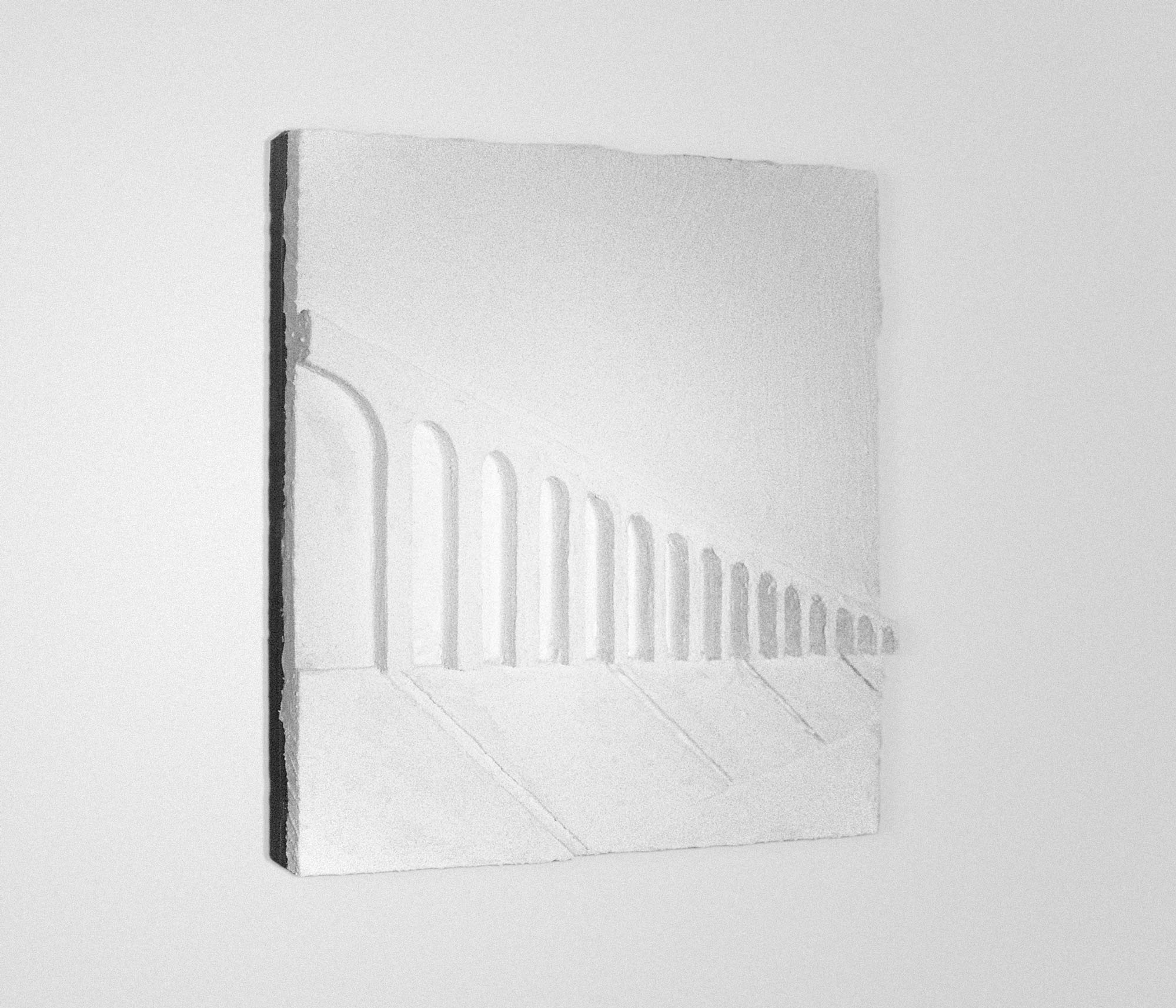 mattia listowski art sculpture peinture dessin perspective technique mixte plâtre relief 17 oeuvre unique signée paris bruxelles 2024